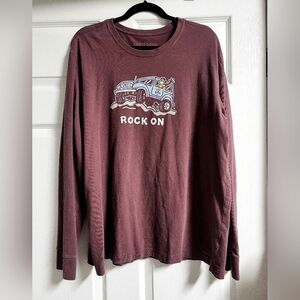 Life is Good  - Men's Brown Long Sleeve Shirt- Size XL